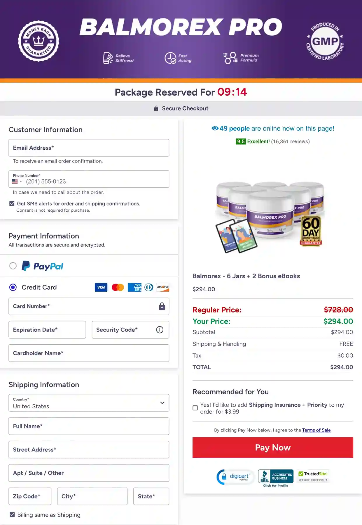 Balmorex Pro Secure Payment Options